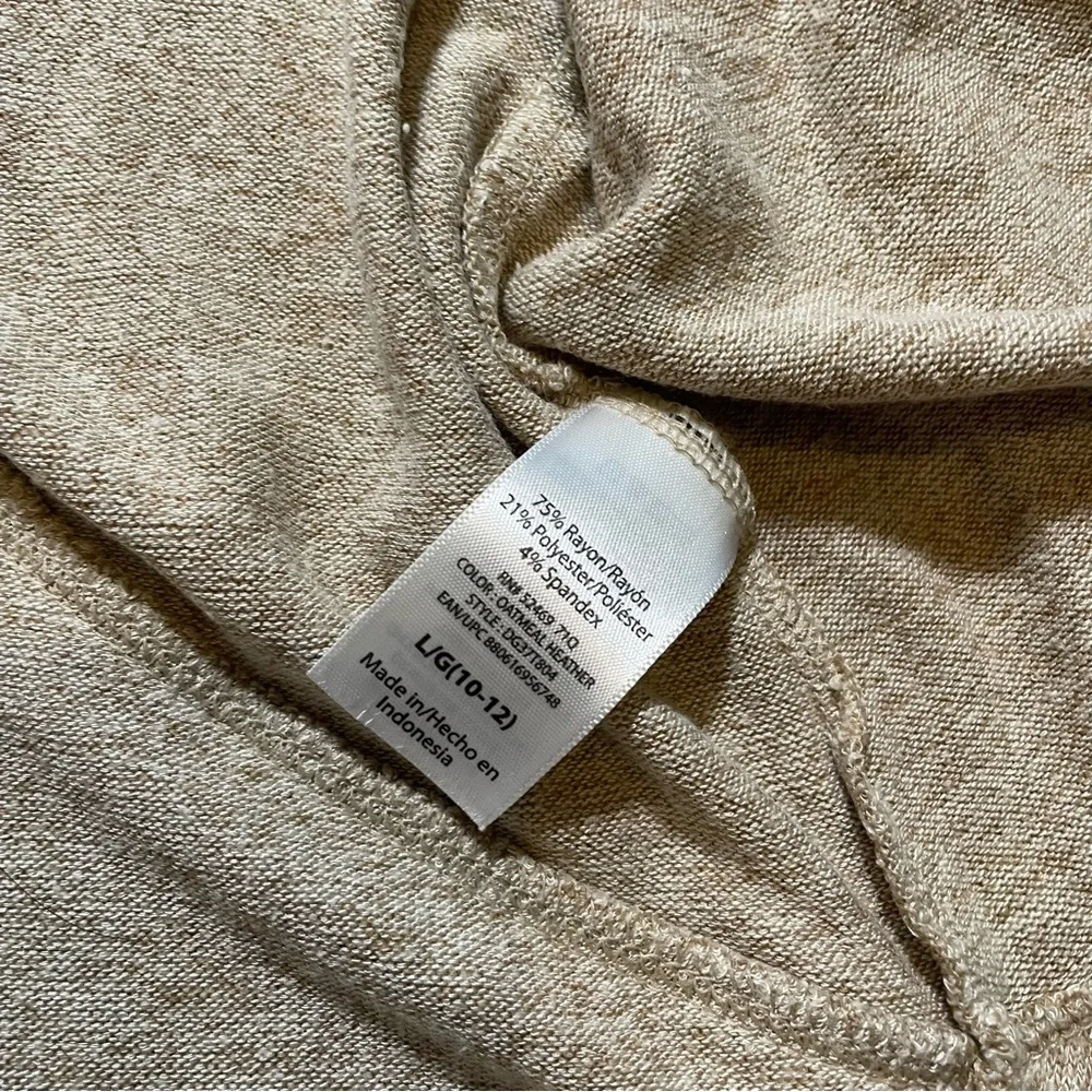 DANSKIN NOW Girls L (10/12) Beige‎ Open Front Waterfall Cozy Cardigan Sweater